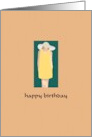 Birthday Lady In Yellow Summer Dress And Wide Brim Hat card