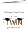 Graduation for Twins Two Graduate Caps on Word Twin card