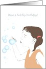 Birthday for Kids Girl Blowing Soap Bubbles card