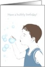 Birthday for Kids Boy Blowing Soap Bubbles card