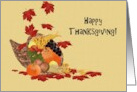 Thanksgiving Canada Cornucopia and Falling Maple Leaves card