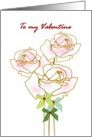 To my Valentine my sweetheart, roses bows and red hearts card