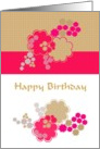 Abstract blossoms in pink and brown, Birthday card