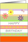 Birthday Abstract Flowers and Colorful Stripes card