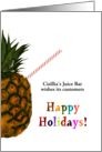 Happy Holidays Juice Bar to Customers Pineapple and Drinking Straw card