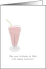 Birthday Yummy Strawberry Milkshake In Soda Glass With Straw card