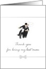 Thank You Best Man Biker Themed Wedding Bride and Groom on Motorbike card