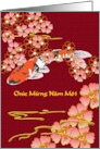 Vietnamese Happy Lunar New Year Koi Fish and Pretty Blossoms card