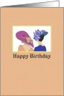 Ladies in pretty summer hats, Birthday card