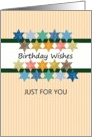 Birthday wishes just for you, colorful stars card