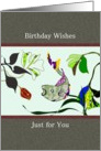 Birthday wishes just for you, colorful fish and seaweed card