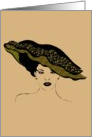Sketch of lady wearing a wide brim hat, Blank card