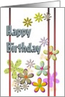 Birthday, colorful abstract flowers card