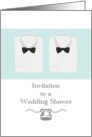 Invitation to gay wedding shower, shirts and bow ties card