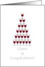 Cheers Congratulations Wine Glasses Stacked In A Pyramid card