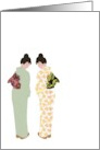 Two Japanese Ladies In Pretty Kimonos Blank card