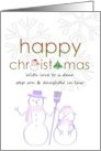 Christmas Step Son and Daughter in Law Snowmen and Snowflakes card