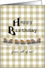 Birthday From All Of Us Cute Little Birds Standing In A Line card