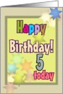 5th birthday spelt out in colorful letters card