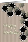 Birthday Black White and Grey Abstract Stars card