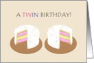 Birthday for twin boy and girl, twin cakes card