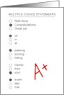 Exam Pass Congratulations Multiple Choice Exam Paper A Plus Score card