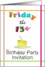 Friday the 13th birthday party invitation, wobbly lettering card