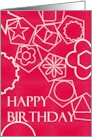 Birthday White Geometric Shapes Against Bright Pink Background card