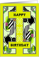 Birthday Geometric Shapes Against A Mustard Green Background card