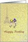 Birthday Cyclists And Cycle Race Eiffel Tower card