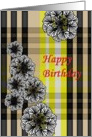 Birthday abstract florals and stripes card