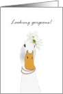 Birthday for Girlfriend Duck Wearing Jewelry and Flowers card