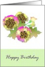 Birthday abstract florals in yellow and pink card