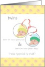 Twins 1st Birthday Born on New Year’s Eve and New Year’s Day card