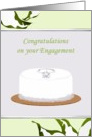 Engagement congratulations, diamond solitaire ring on cake card