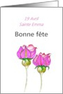 French Saint’s Day Sainte Emma April 19 Pretty Pink Purple Florals card