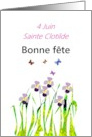 French Saint’s Day Sainte Clotilde June 4 Irises and Butterflies card
