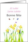 French Saint’s Day Sainte Juliette July 30 Irises and Butterflies card