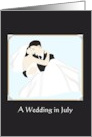 July Wedding Congratulations Groom Carrying his Bride card