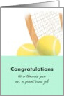 Congratulations Tennis Pro New Job Tennis Racket And Balls card