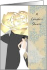 Invitation To Couples Shower Bride In White Gown Black Tie And Rose card