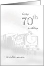 Cousin 70th Birthday Illustration of Steam Train card