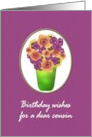 Birthday for Cousin Vase of Pretty Flowers card