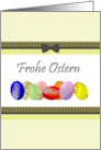 Frohe Ostern Happy Easter in German Row of Colorful Eggs card