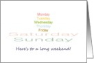 Long weekend, days of the week card