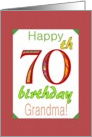 Grandma’s 70th birthday, colorful letters card