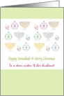 Chrismukkah For Sister And Husband Bauble Dreidel And Menorah card