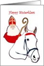 Happy Sinterklaas, Sinterklaas in red mitre, cape and with crosier card