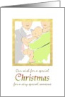 For Surrogate Mother at Christmas Picture of Mom Dad and Baby card