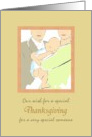 For Surrogate Mother Drawing of Mom Dad and Baby Thanksgiving card